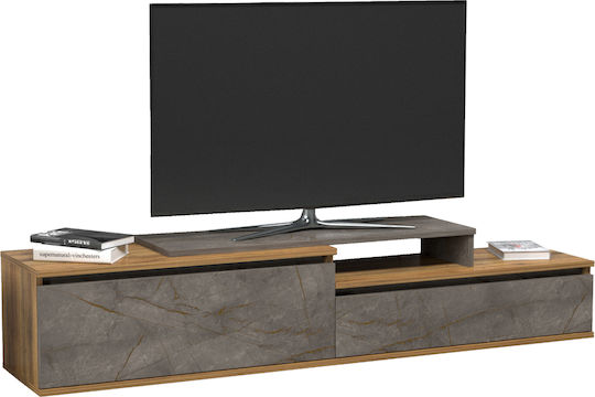 Leis Επιδαπέδιο Φυσικό Ξύλου & Γκρι Μάρμαρο 180x35x42εκ.