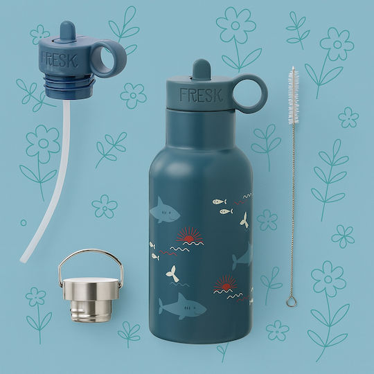 Kids Water Bottle Thermos Silicone with Straw Coffee 350ml