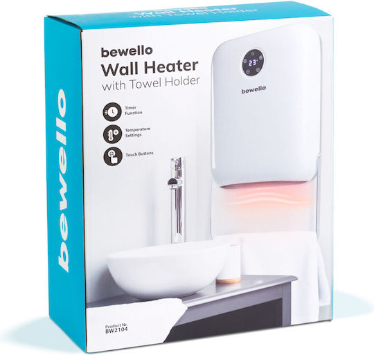 Radiator electric de tip ventilator pentru baie montat pe perete alb 2000W
