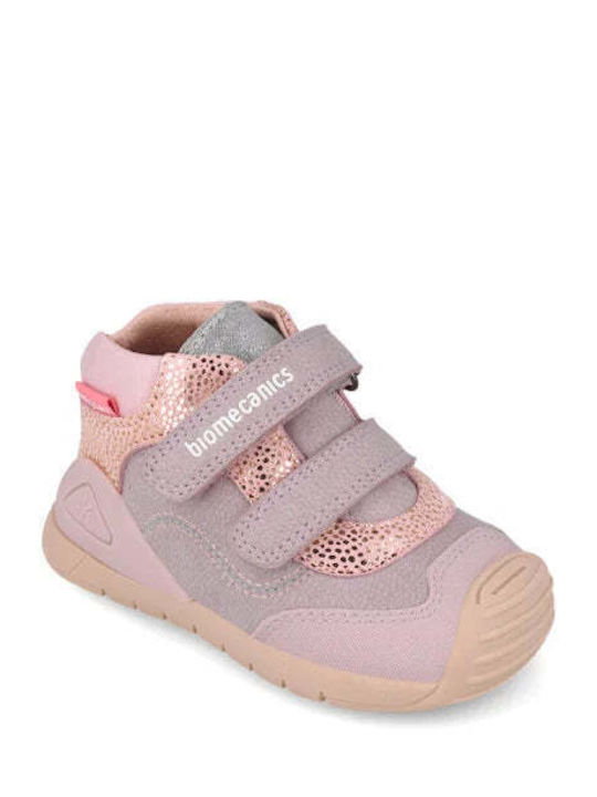 Kids Sneakers High Anatomic with Hoop & Loop Closure Pink