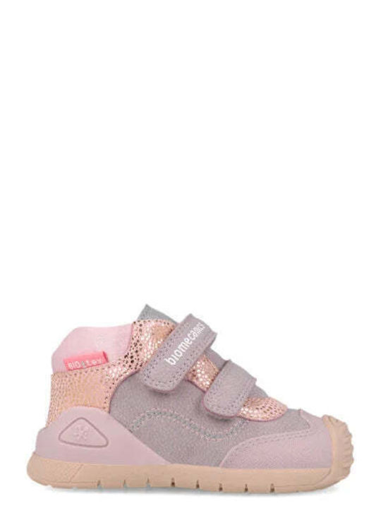 Kids Sneakers High Anatomic with Hoop & Loop Closure Pink