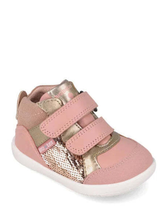 Kids Sneakers High Anatomic with Hoop & Loop Closure Pink