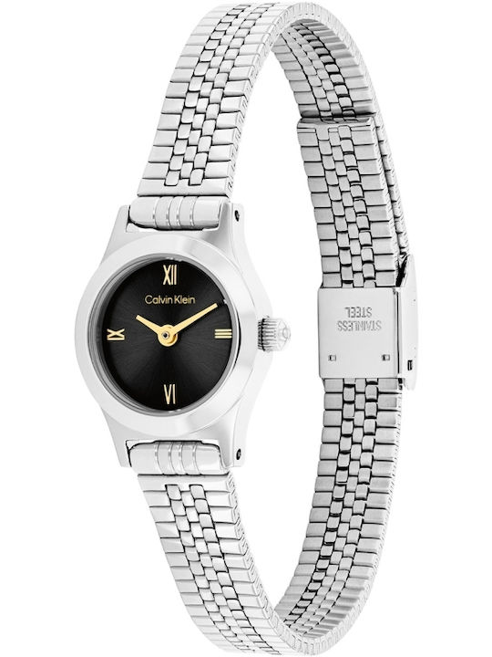 Calvin Klein Ceas Contemporan Pentru Femei 18mm Cu Baterie Și Brățară Metalică Argintie