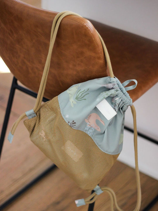 Terrycloth Beach Backpack Bag with Wallet Blue