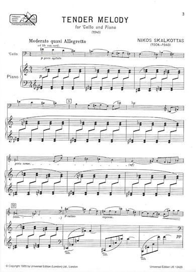 Nakas Nikos Skalkottas - Tender Melody For Cello And Piano για Τσέλο / Πιάνο