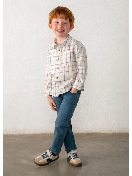 Kids Checked Long-sleeved Tricolor Shirt