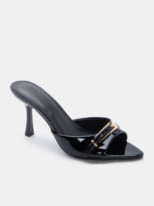 Patent Leather Mules With High Heel In Black Colour