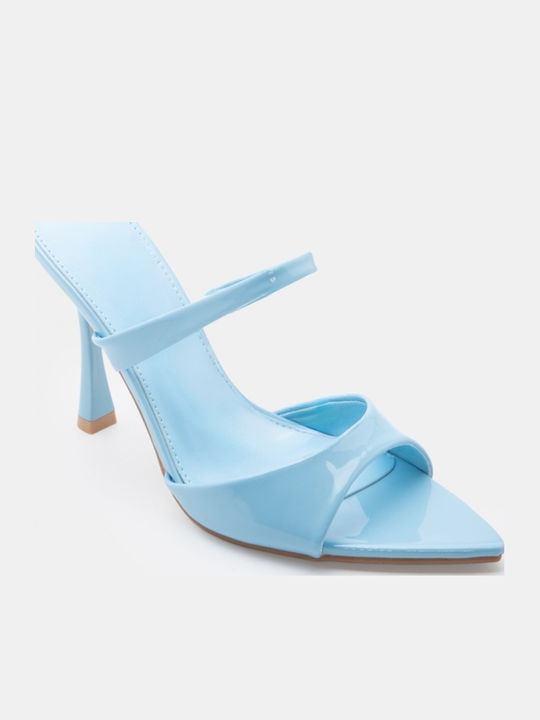 Mules With High Heel In Light Blue Colour