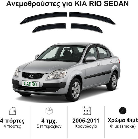 Heko Satz Windabweiser Vordere und Hintere Dark Fime für Kia Rio 4Stück