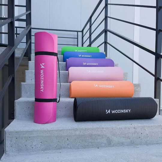 Wozinsky Στρώμα Γυμναστικής Yoga WNSP-PINK με Ιμάντα Μεταφοράς (181x61x1cm)