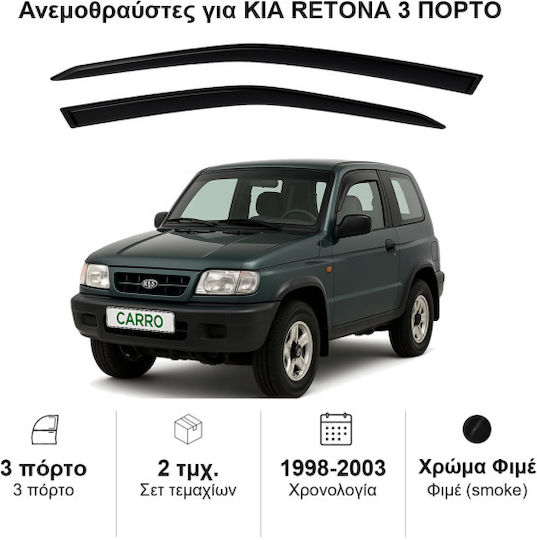 Heko Set of Windbreakers Front Car Dark Fime for Kia Retona 2pcs