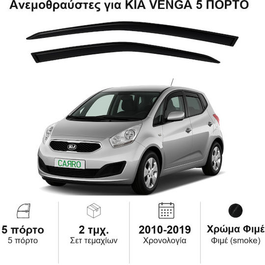 Heko Set of Windbreakers Front Car Dark Fime for Kia Venga 2pcs