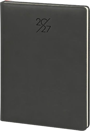 Ατζέντα Ημερήσιο Ημερολόγιο 2027 17x24cm Δερματίνη Κωδ Μjhw-17 Μαυρο Black