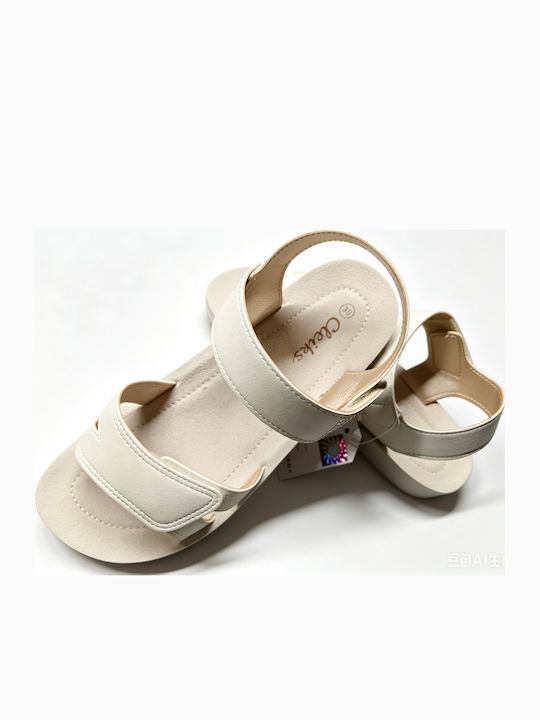 Damen Flache Sandalen Beige