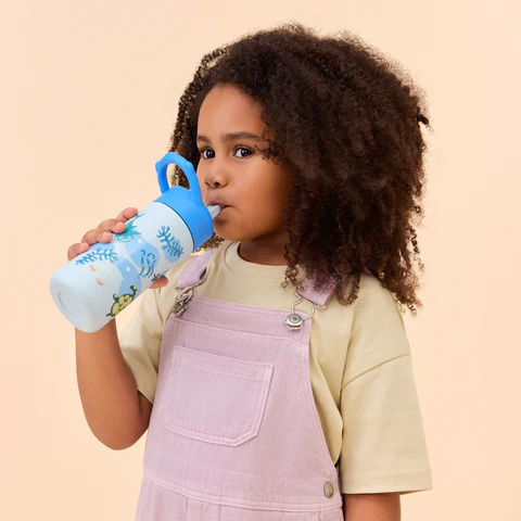 Affenzahn Kids Water Bottle Stainless Steel with Straw Non Spill 430ml
