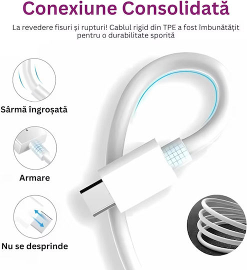USB Typ-C Kabel Männlich - USB-C Weiß 1m TEL0003