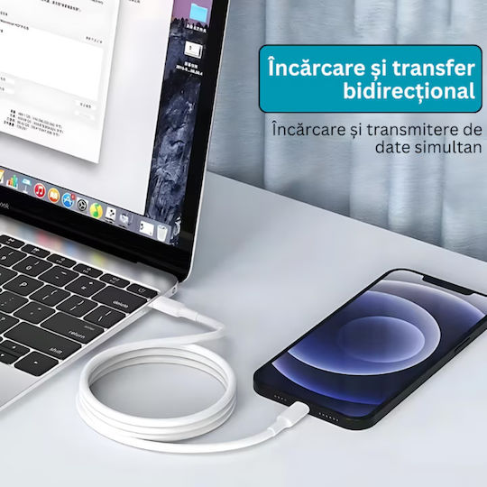 USB Typ-C Kabel Männlich - USB-C Weiß 1m TEL0003