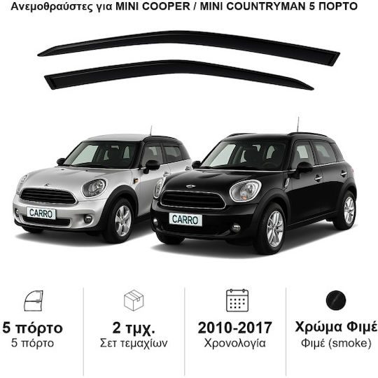 Heko Set of Windbreakers Front Car Dark Fime for Mini Cooper 2pcs