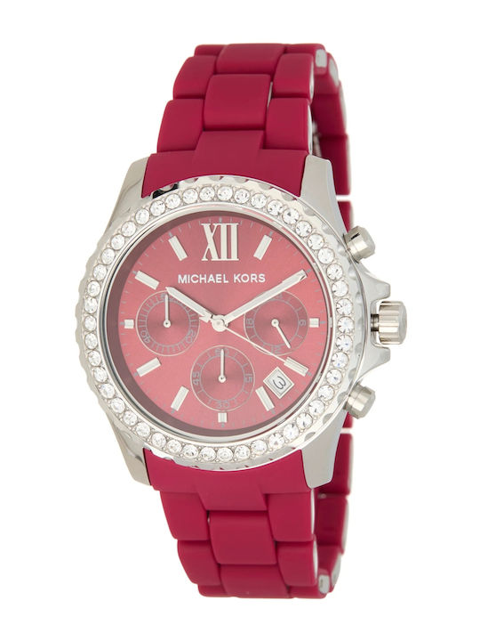 Michael Kors Everest Ceas Dama Cronograf Cu Curea Din Cauciuc Burgundy