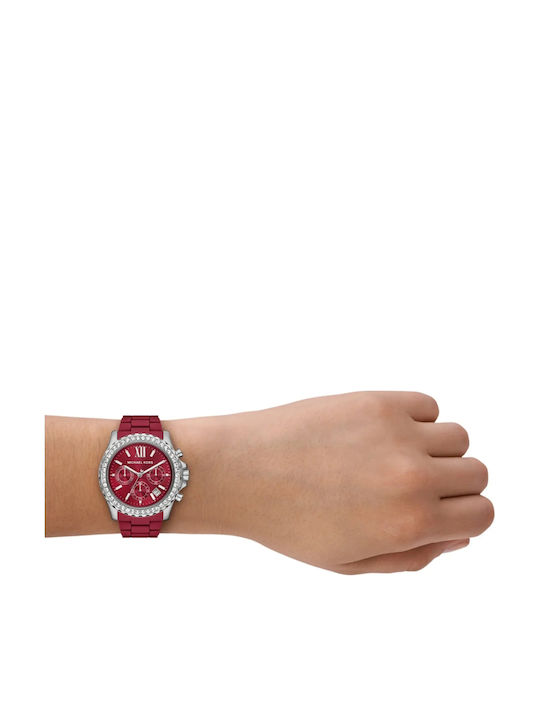 Michael Kors Everest Ceas Dama Cronograf Cu Curea Din Cauciuc Burgundy