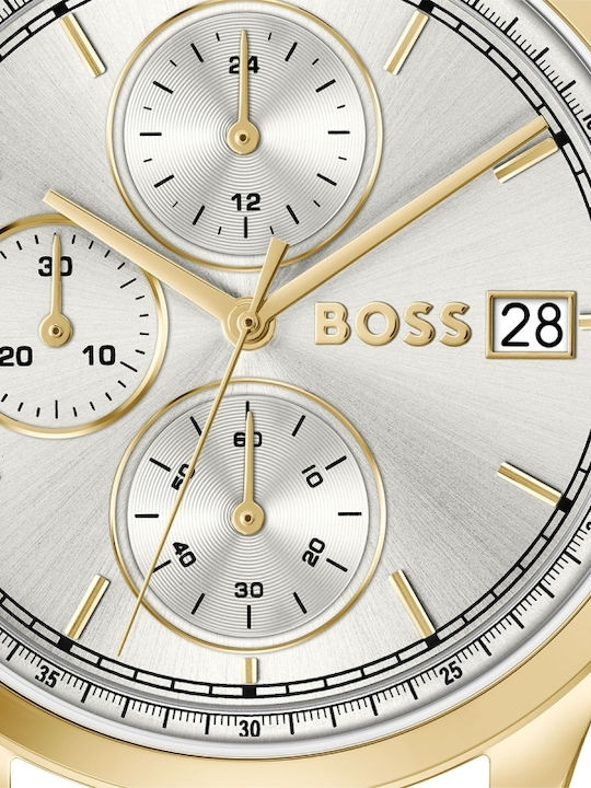 Boss Stratus Ceas Barbati 41mm Cronograf Cu Baterie Cu Curea Din Piele Maro