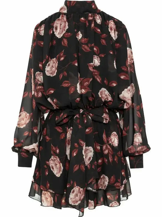 Summer Mini Dress with Ruffles Black