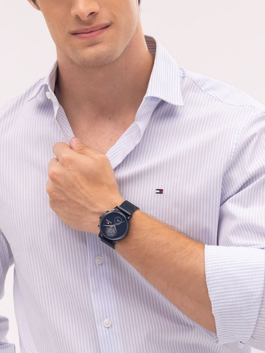 Tommy Hilfiger Stewart Ceas Bărbătesc 40mm Cu Baterie Și Brățară Din Metal Albastră