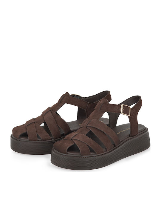 Γυναικεία Σανδάλια Flatforms Καφέ