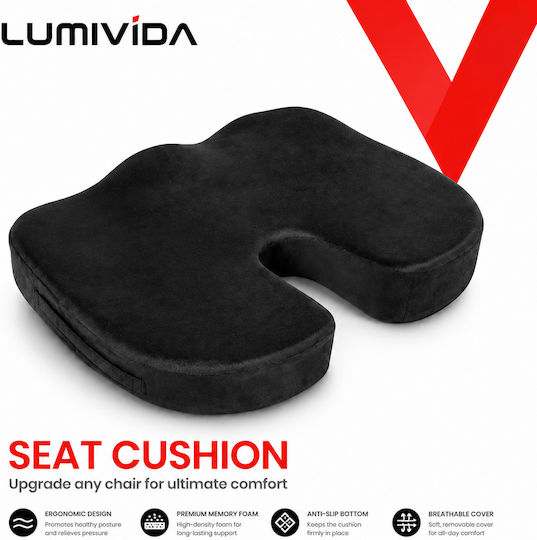 Lumivida Orthopädisches Sitzkissen mit Memory-Schaum in Schwarz Farbe RSC01-2