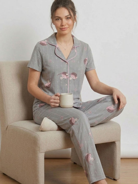 Set De Pijamale Dama De Vară Gri Deschis Ip9184