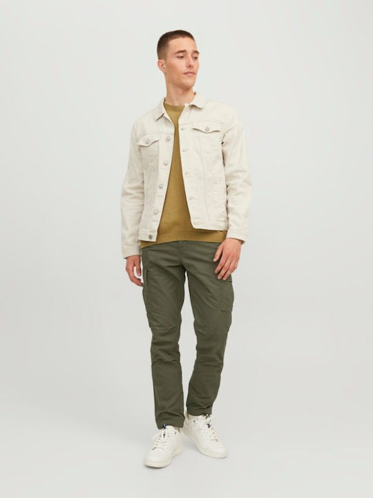 Cargo Trousers Elastic in Slim Fit Olive Night