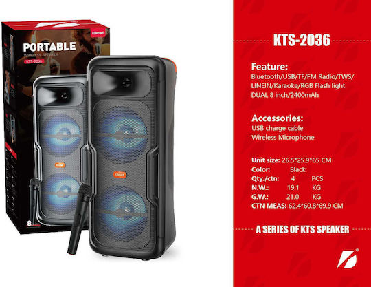 Karaoke Speaker with Wireless Microphone and Lighting Effects KTS-2036 720363 Black