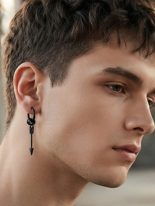 Sharks Bay Clothing Men's Single Steel Black Hoop Earring