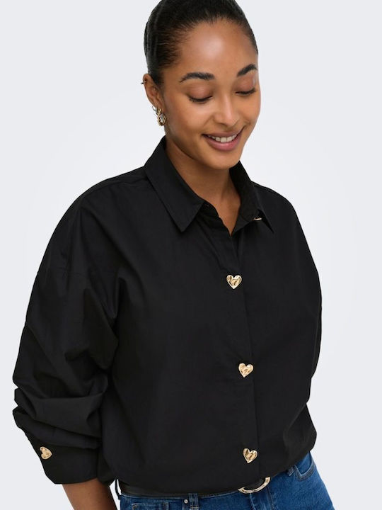 Long Sleeve Denim Shirt in Regular Fit Black