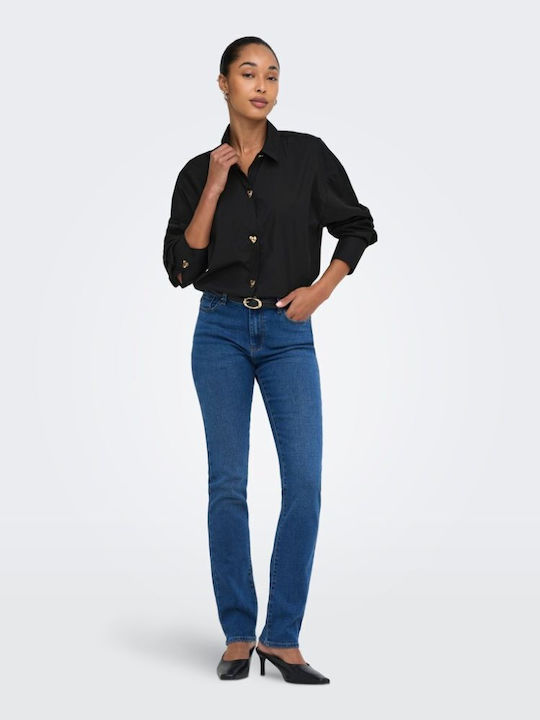 Long Sleeve Denim Shirt in Regular Fit Black