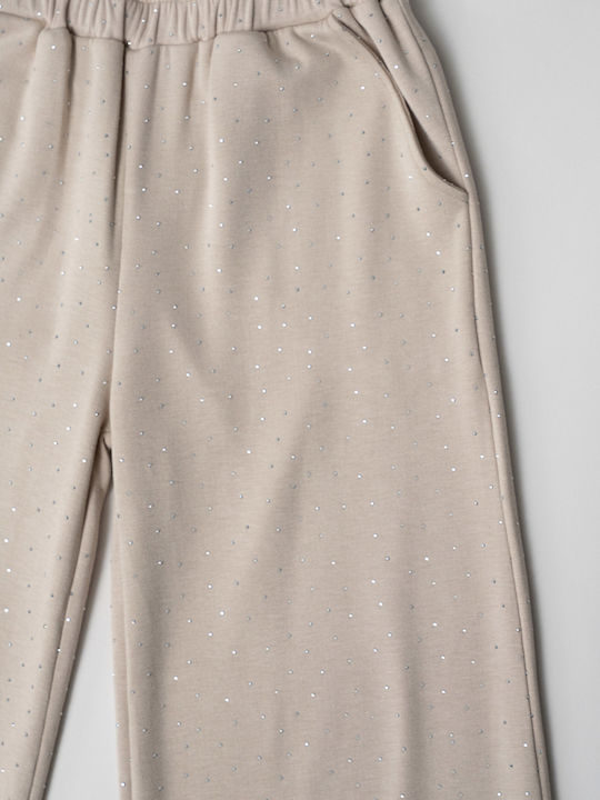Kids Sweatpants Set With Jacket Beige 2 Pieces