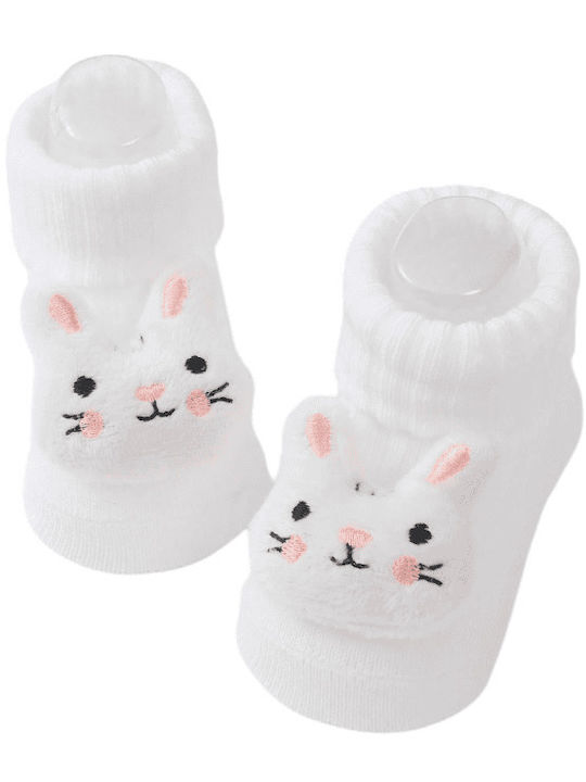 3d Niedliche Baumwollsocken Mit Hasenfigur – Weiß