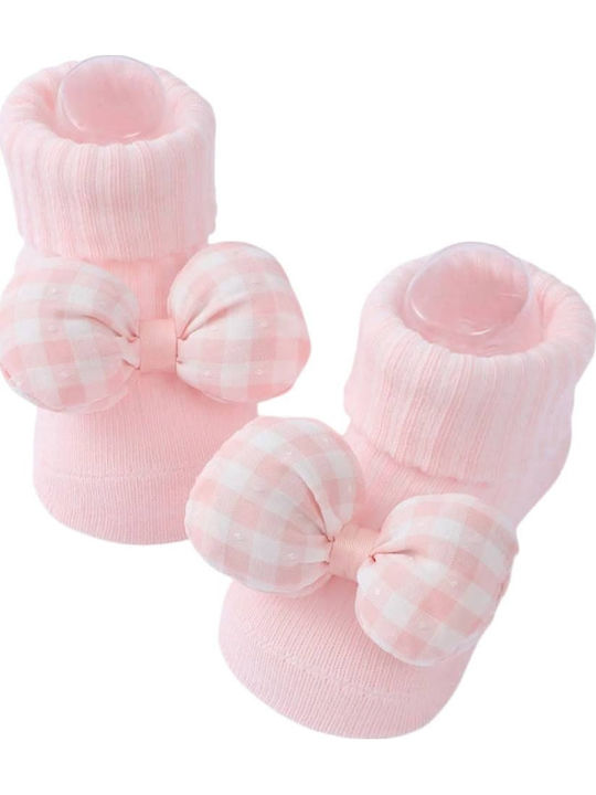 3D Cute Cotton Socks Unique Checked Bows Pink