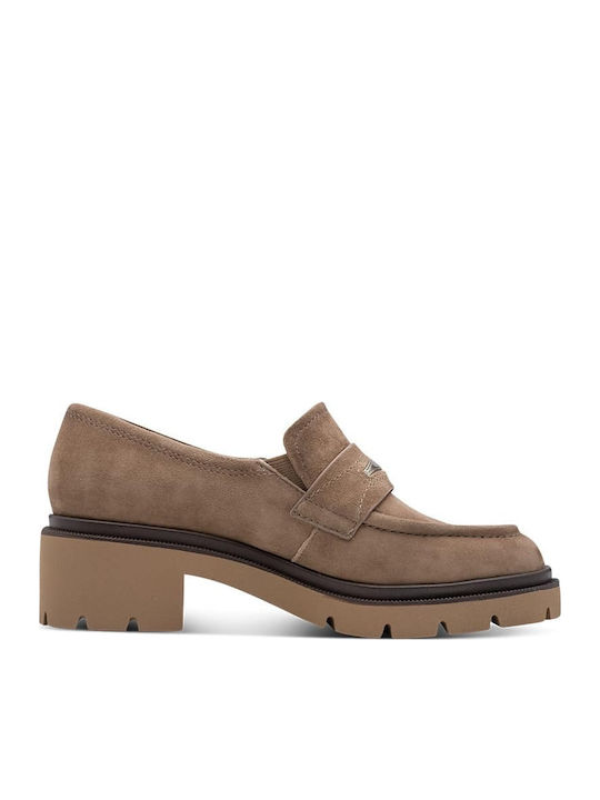 Δερμάτινα Γυναικεία Loafers σε Μπεζ Χρώμα