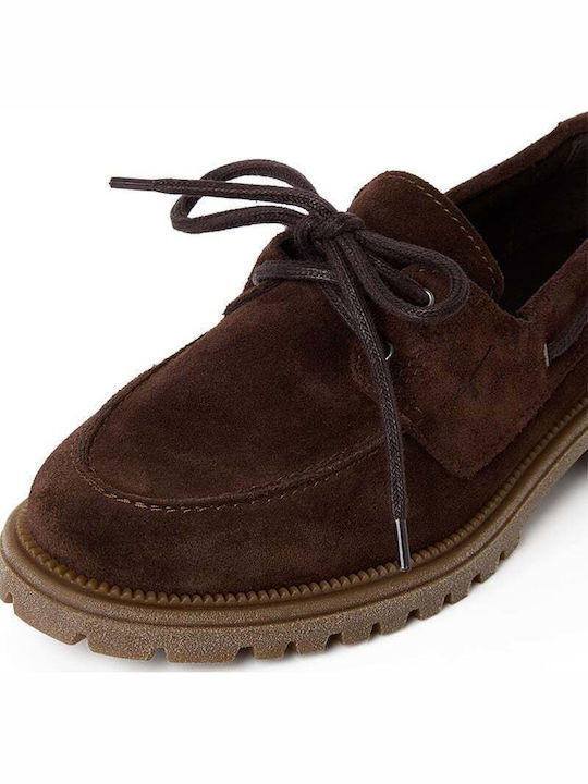 Damen Mokassins Aus Leder In Tabac Braun Farbe