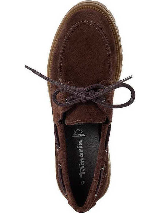 Damen Mokassins Aus Leder In Tabac Braun Farbe