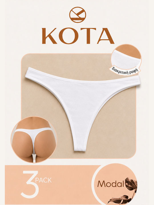 Γυναικεία String 3Pack χωρίς Ραφές Λευκό-μαύρο-μπεζ