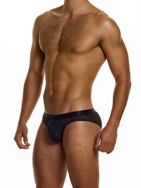 Herren Slip Schwarz mit Mustern 17613