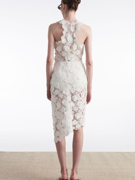 Midi Blumenrock Weiß