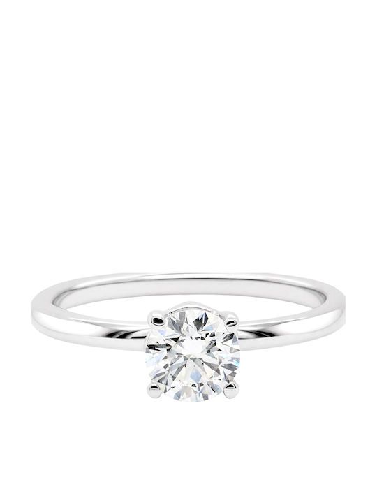 Xrisokosmima Single Stone Ring In 18K White Gold With Diamond