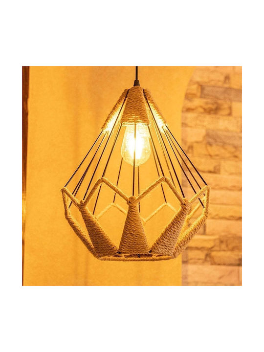 Boho Grid Pendant Light with E27 Socket 33x37cm