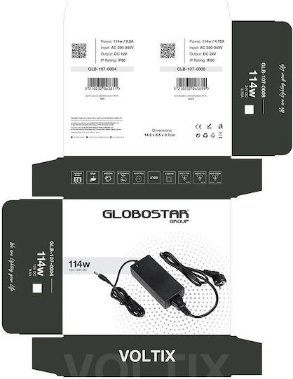 GloboStar Adjustable Dimmable LED Power Supply IP20 120W with 12V Output Voltage
