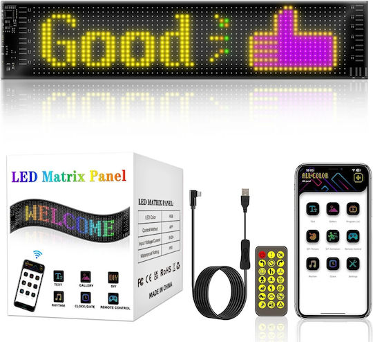 GloboStar Плъзгаща се LED табела Едностранна Водоустойчива 64x16cm RGB