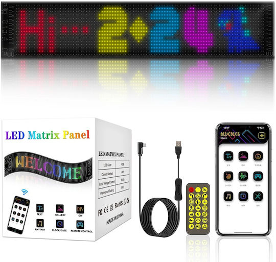 GloboStar Scrollende LED-Schilder Einseitig Wasserdicht 96x16cm RGB