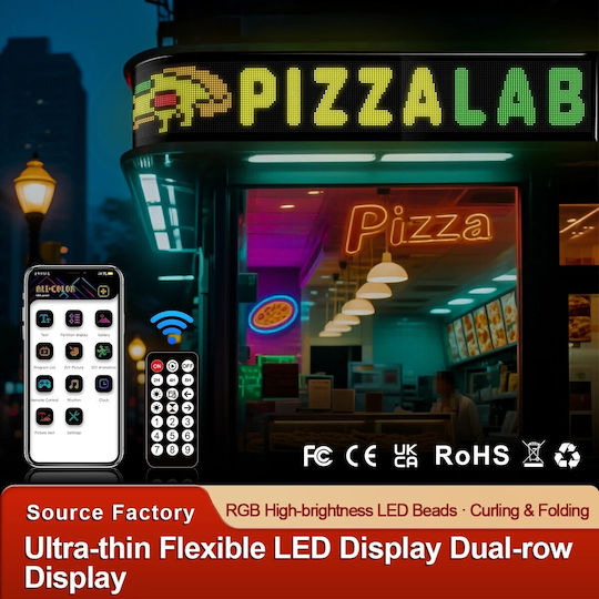 GloboStar Плъзгаща се LED Табела Едностранно Водоустойчива 192x32cm RGB